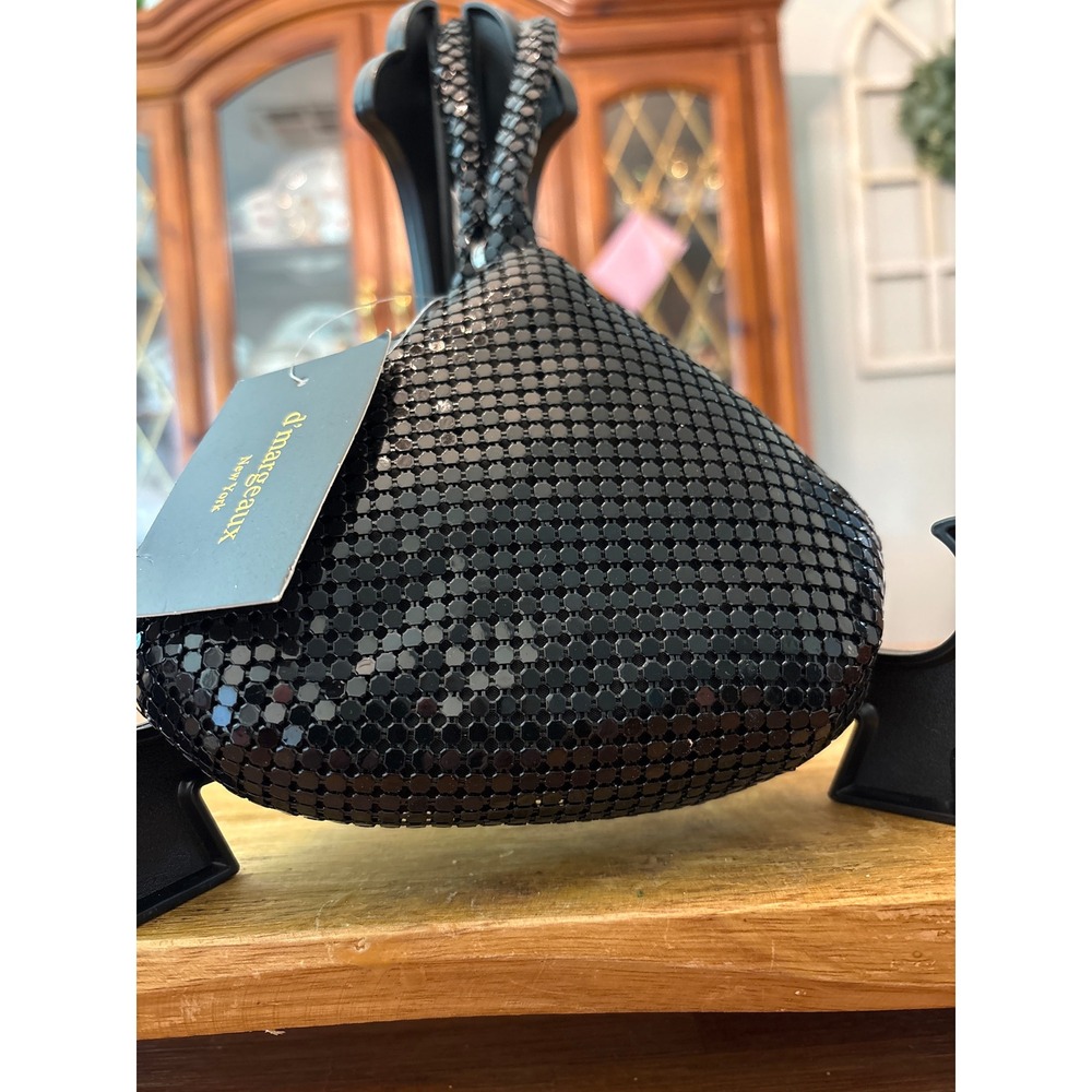 D'margeaux Wristlet Bag Women Small Black New Metal Mesh Chainmail Clutch